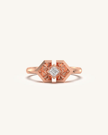 Modern Floral Square Diamond Ring
