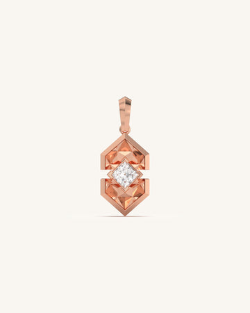 Modern Floral Square Diamond Pendant