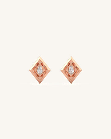 Pear-Cut Diamond In Faceted Kite Shaped Studs