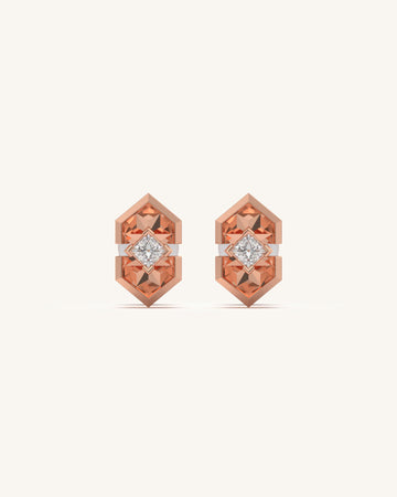 Modern Floral Square Diamond Studs