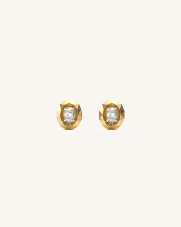 Oval Ellipse Faceted Diamond Studs