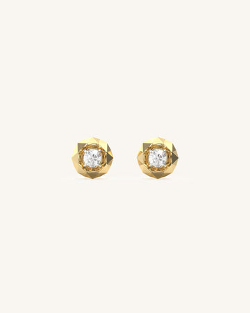 Round Faceted Diamond Sparkly Studs