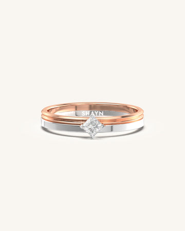 Princess Solitaire Diamond Minimalist Band