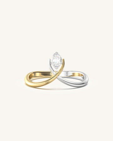 Marquise Diamond Artistic Crossover Two-Tone Ring