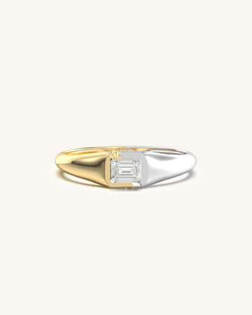 Emerald-cut Diamond Contemporary Two-Tone Ring