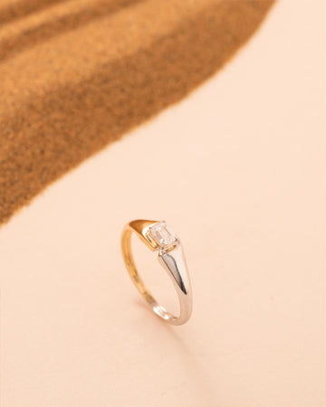 Emerald-cut Diamond Contemporary Two-Tone Ring