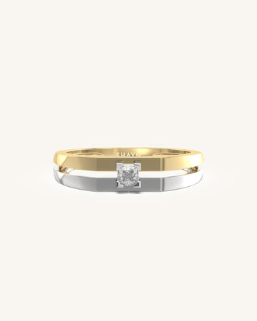 Princess-Cut Diamond Exuding Two-Tone Band
