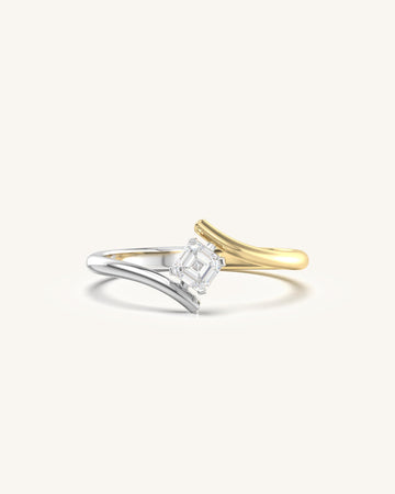 Contemporary Flair Princess Diamond Dual Tone Ring