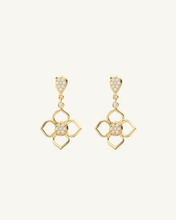 Glossy Floral Drop Earrings