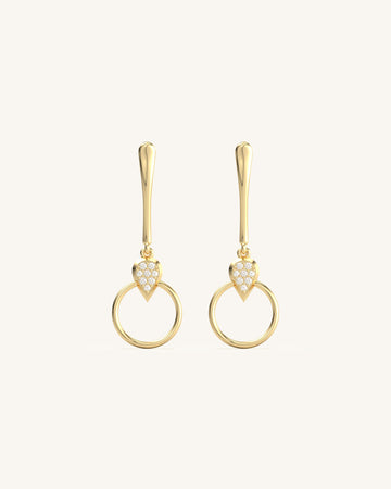 Small Open Circle Pear Drop Earrings