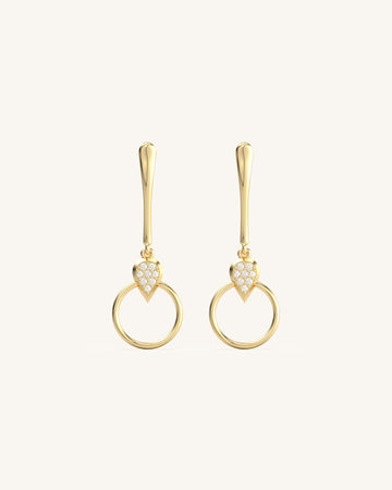Small Open Circle Pear Drop Earrings