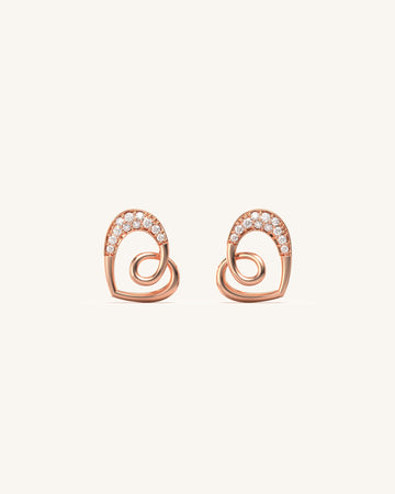 Lovey - Dovey Heart Diamond Studs