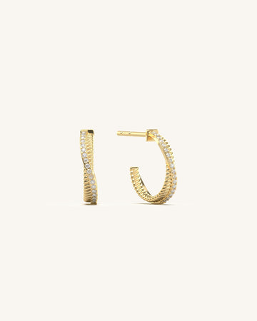 Radiant Knot Diamond Hoops