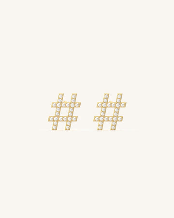 Delicacy Hash Tag Diamond Studs