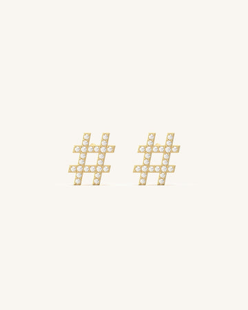 Delicacy Hash Tag Diamond Studs