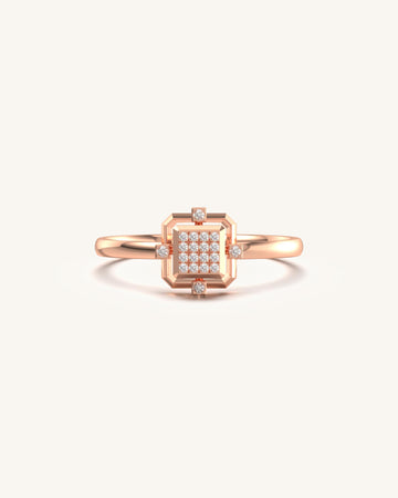 Hexagon Elegance Minimalist Diamond Halo Ring