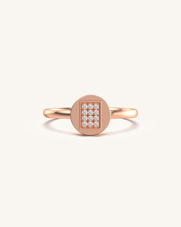 Geometric Grace Square-Line Diamond Ring