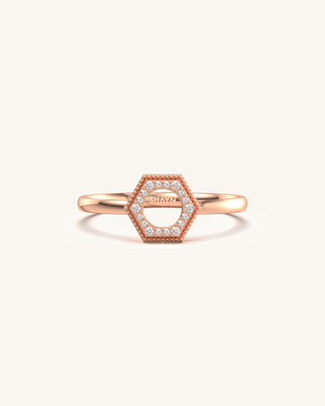 Linear Luxe Modern Hexagonal Diamond Ring