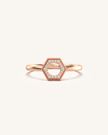 Linear Luxe Modern Hexagonal Diamond Ring
