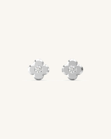 Four-Clover Blooming Diamond Studs