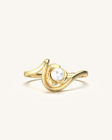 Seed Twisted Gleam Floral In Pearl Ring