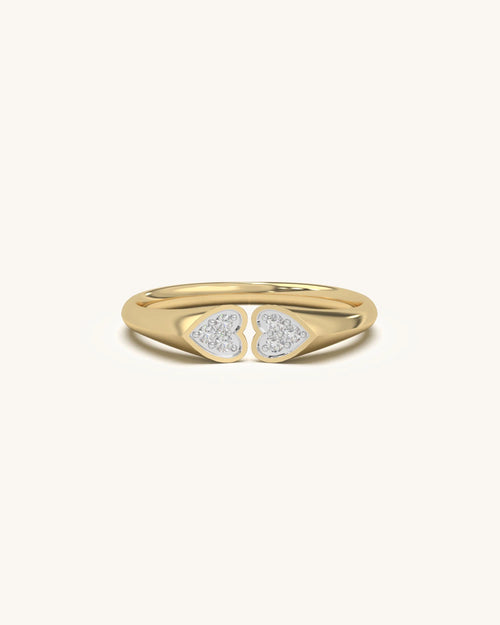 Love Embrace Ring 925 Sterling Silver 18K Gold Vermeil Moissanite Heart Yellow