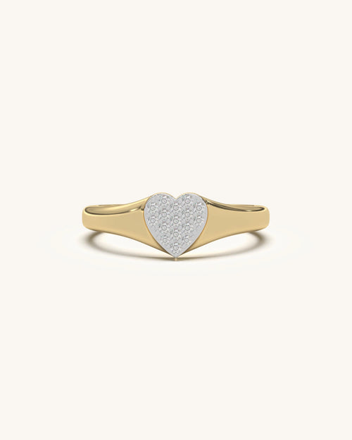 Love ring with heart shaped sparkling stone and minimal band