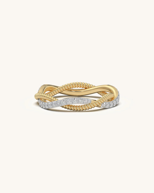 Diamond engagement rings for women interwoven design in 18KT Gold Vermeil