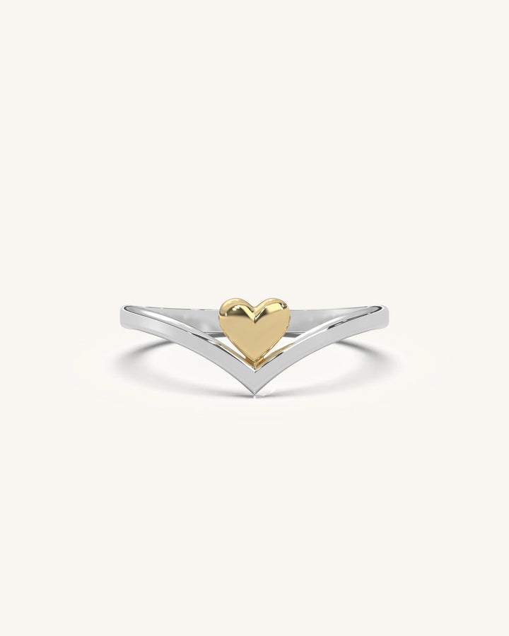Heart Promise Band in 18KT Gold Vermeil with 925 Sterling Silver and Smooth Heart Detail