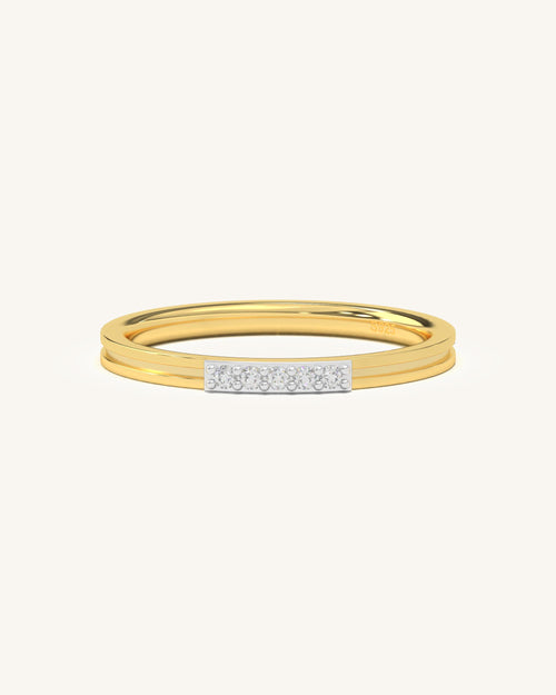 Daily wear rings with moissanite bar in 925 Sterling Silver and 18KT Gold Vermeil