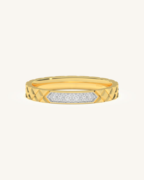 Diamond ring design for female in 925 Sterling Silver with 18KT Gold Vermeil