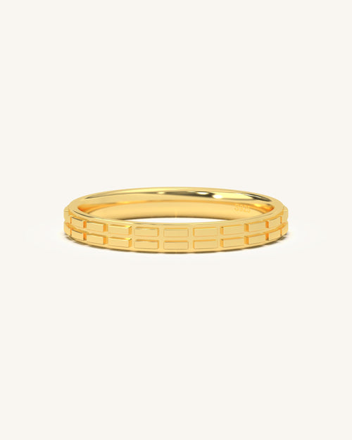 Daily wear unique simple gold ring design with geometric finish in 18KT Gold Vermeil