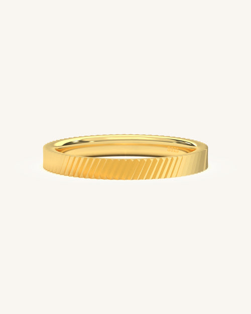 Female ring design with sleek grooves in 925 Sterling Silver 18KT Gold Vermeil