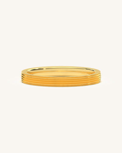 Ridge Texture Ring made from 925 Sterling Silver 18KT Gold Vermeil, showcasing layered rhythmic texture