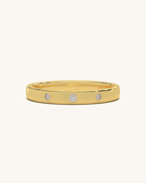 Gold vermeil sterling silver diamond dot ring with moissanite s