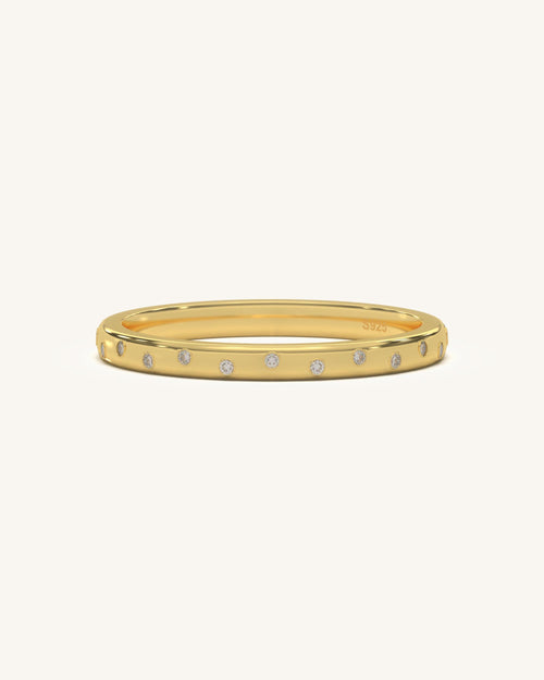 Dainty gold vermeil thin sparkle ring with moissanite diamonds