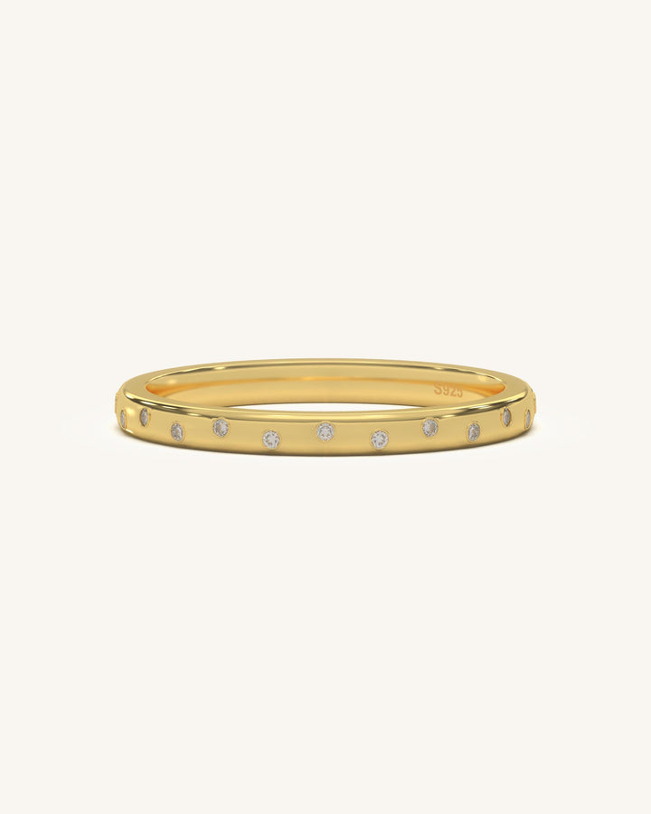 Dainty gold vermeil thin sparkle ring with moissanite diamonds