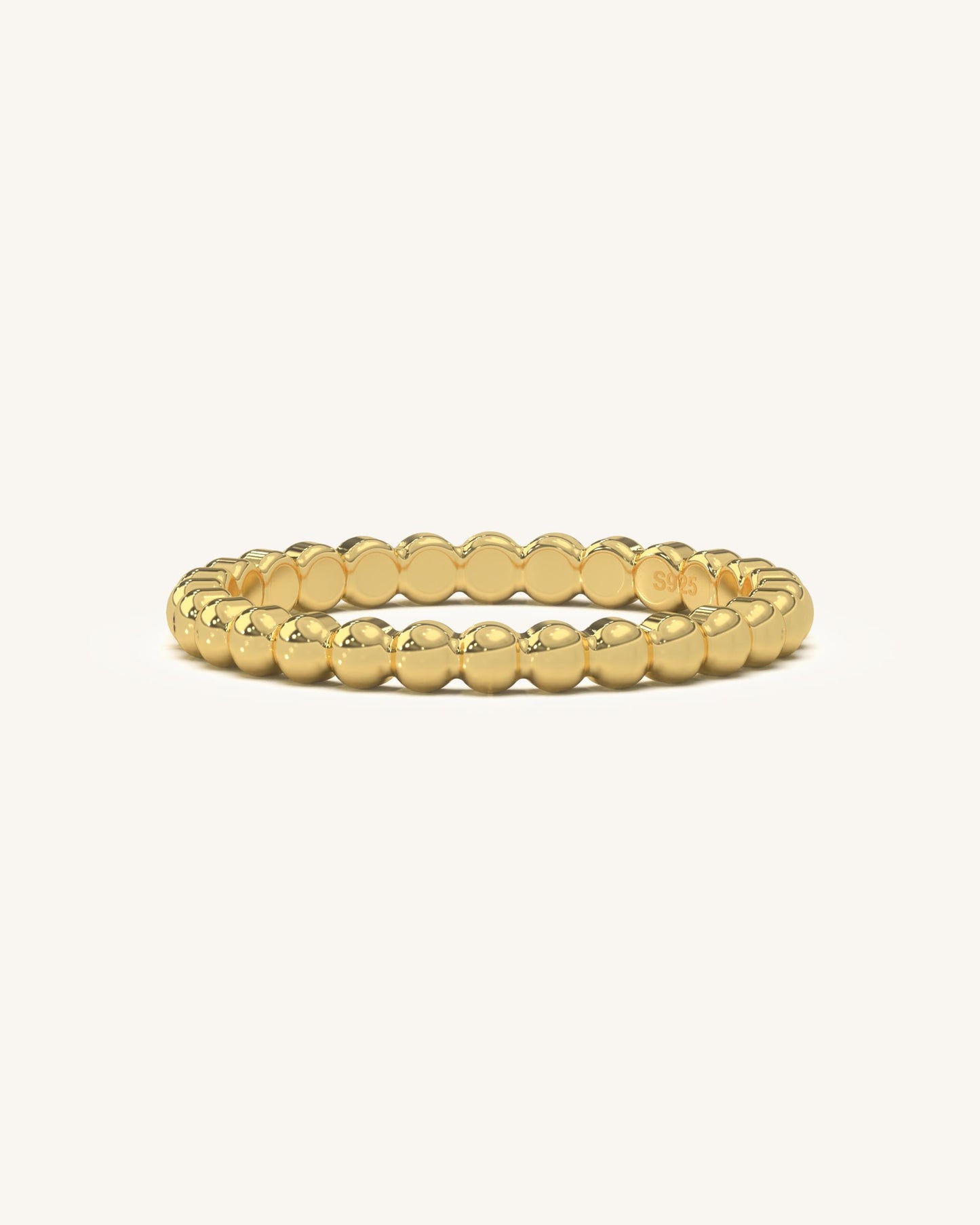 Beaded Gold Plated Silver Ring