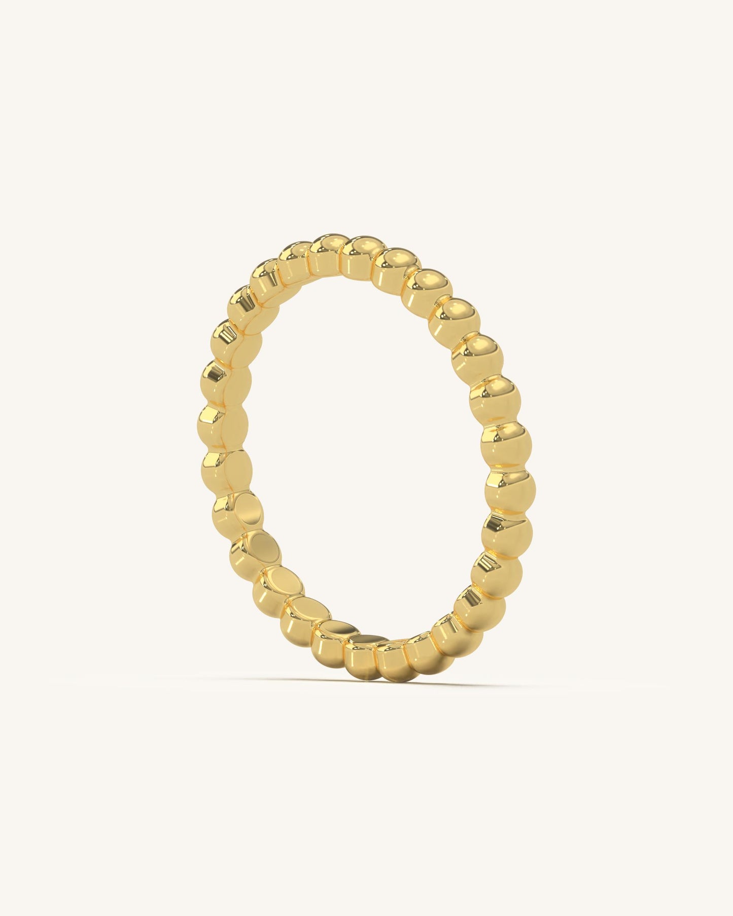 Beaded Gold Plated Silver Ring