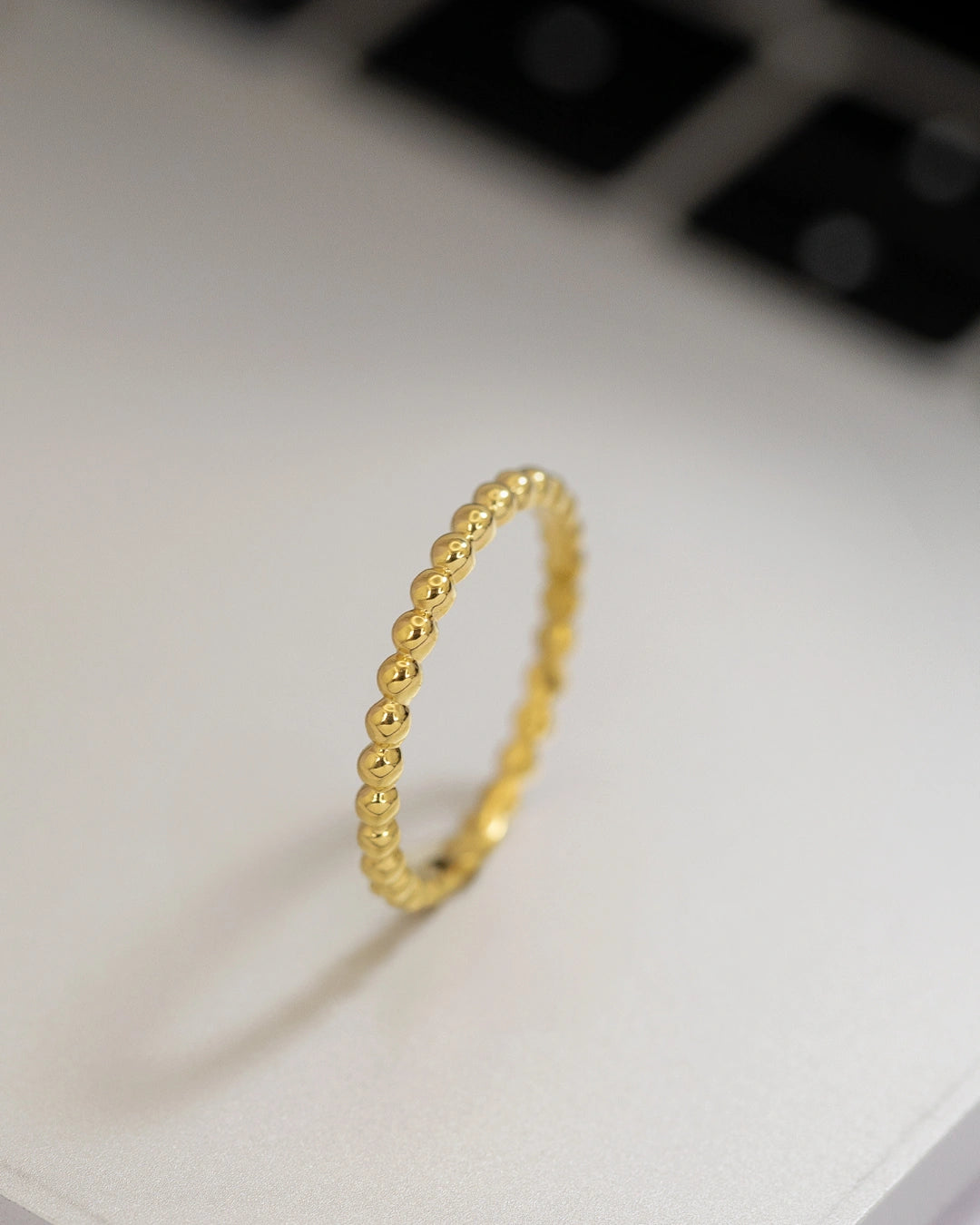 Beaded Sterling Silver Gold Vermeil Ring