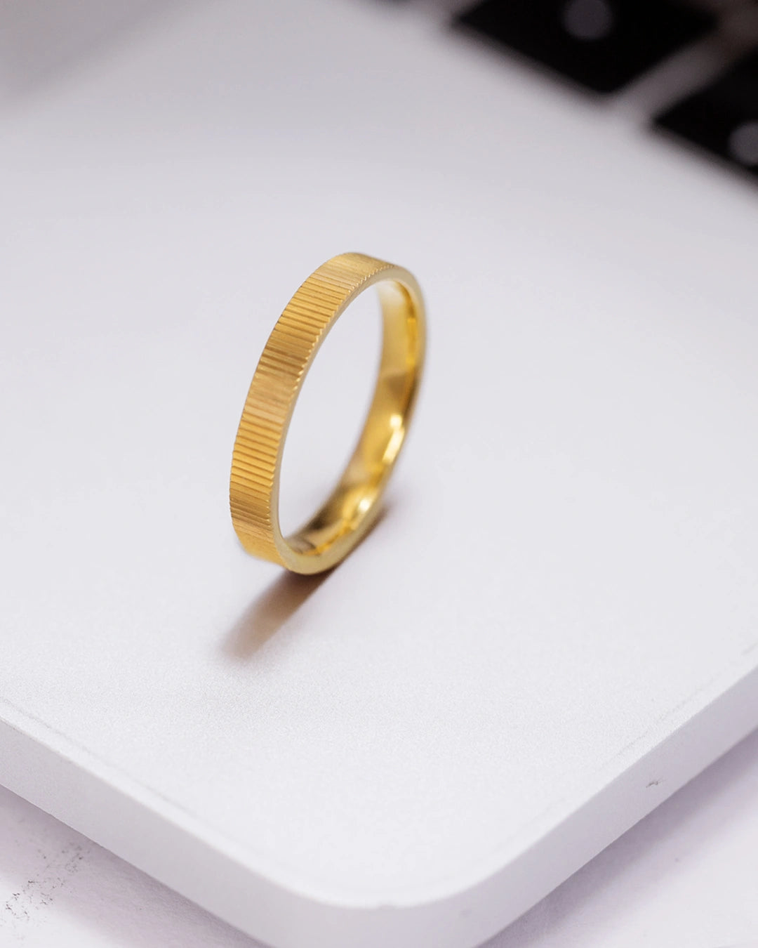 Ribbed Gold Stacking Ring
