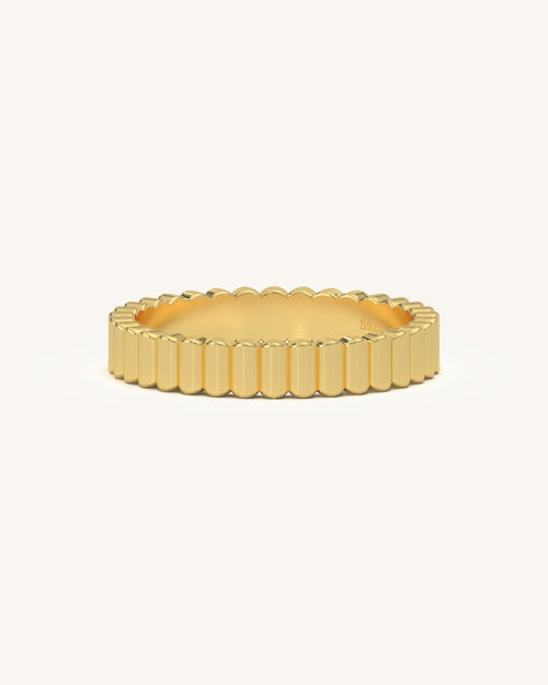 Bold Grooved Gold Ring 18K Vermeil 925 Sterling Silver