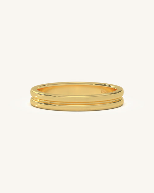 Twin Band Stacking Ring 18K Vermeil 925 Sterling Silver