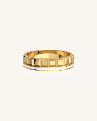 Ascendant Ceramic Band 18KT Gold Vermeil Ring with Rectangular Faceted Pa