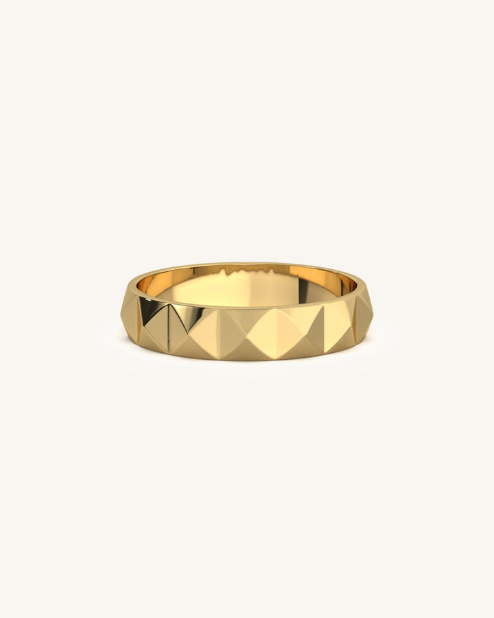 Summit Gold Band with Angled Diamond Surface in 18KT Gold Vermeil Sterling Silver