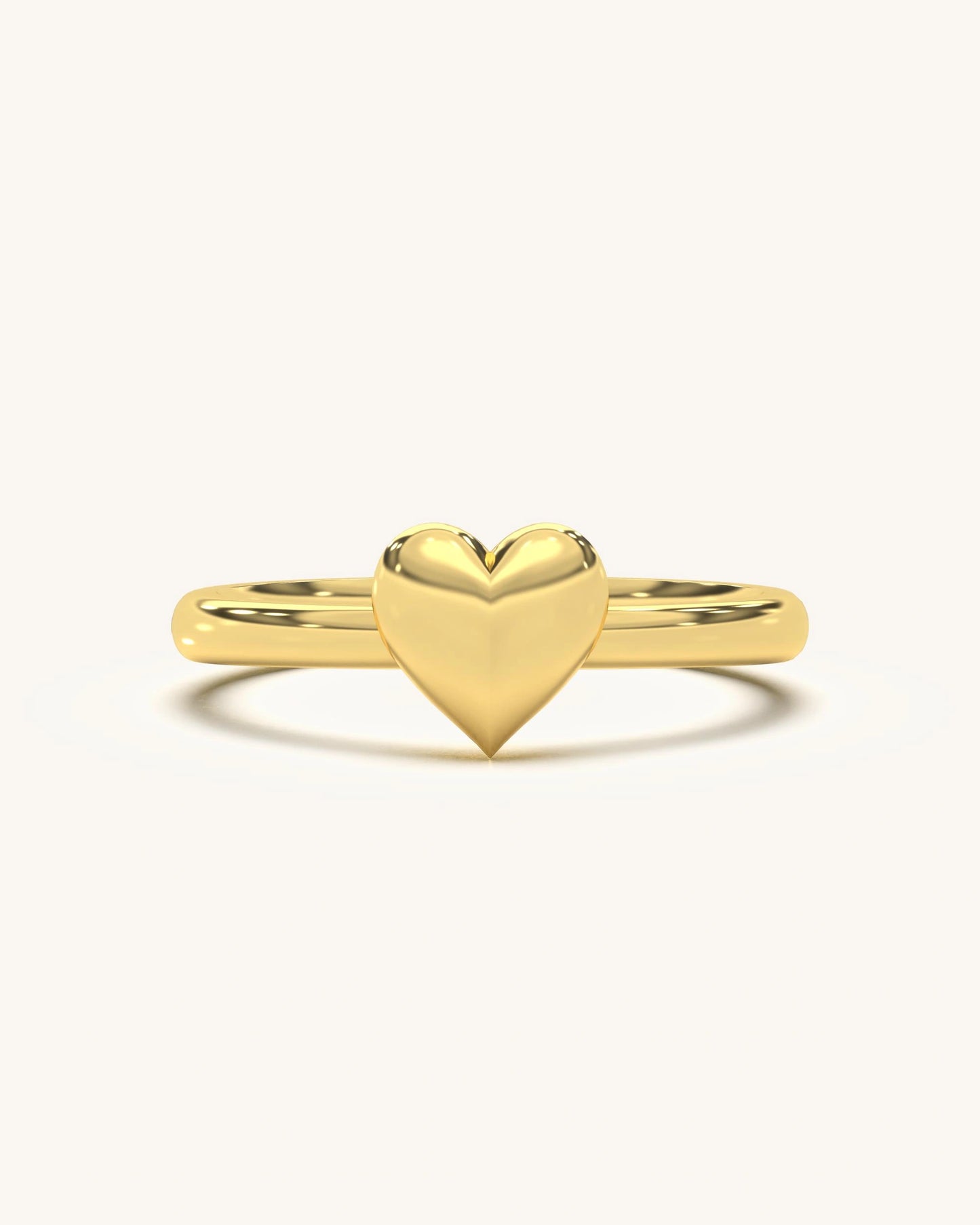 Elegant Classic Heart Ring in 18K Gold Vermeil Sterling Silver