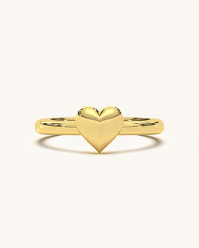 Elegant Classic Heart Ring in 18K Gold Vermeil Sterling Silver