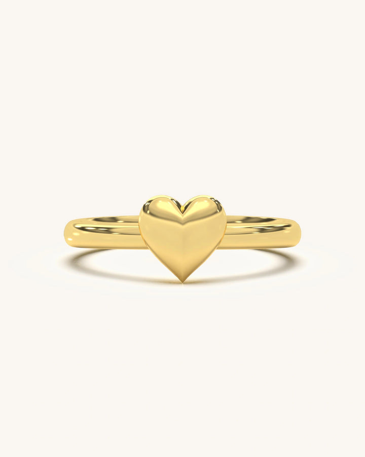 Elegant Classic Heart Ring in 18K Gold Vermeil Sterling Silver