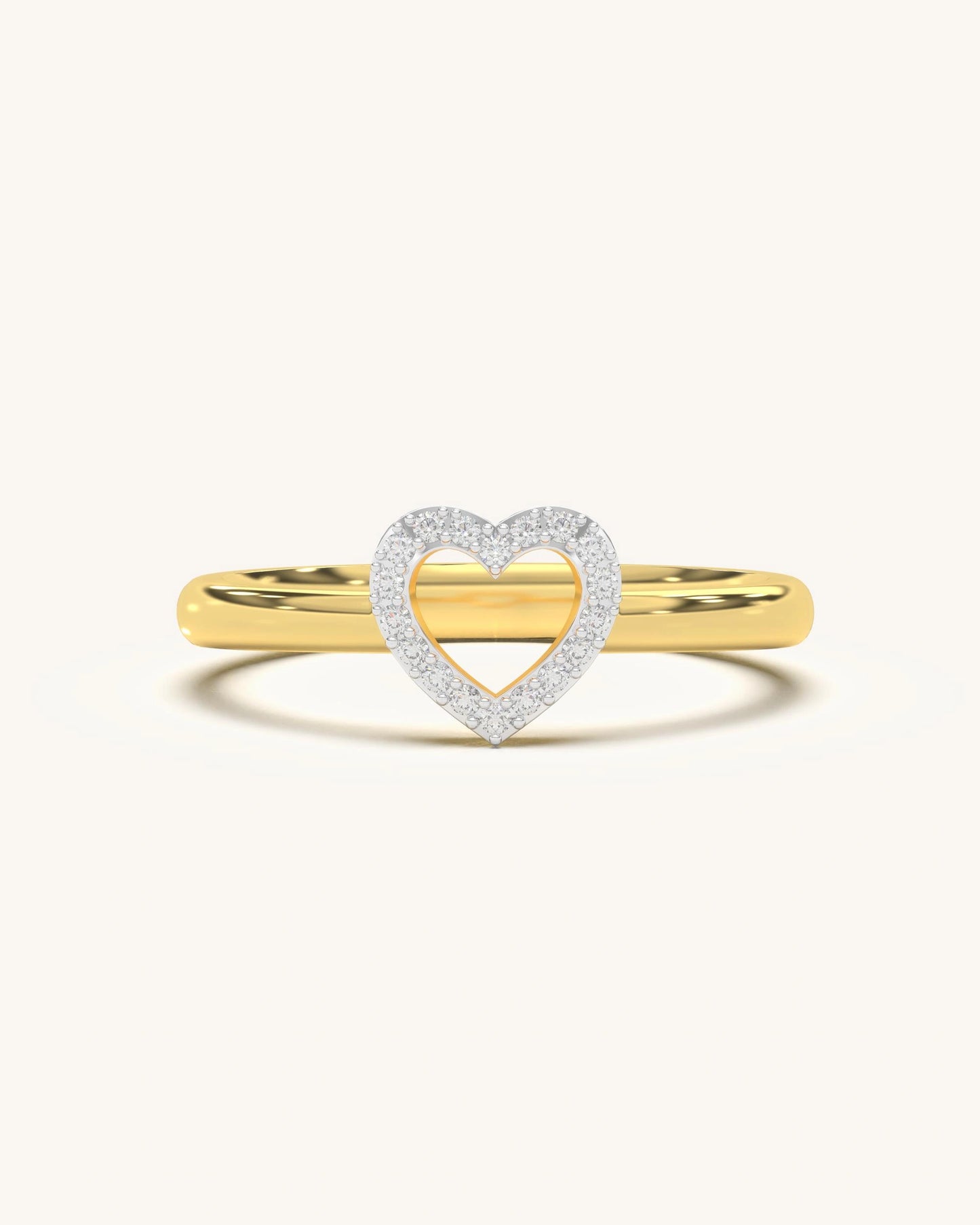 Sparkling Open Heart Ring with Moissanite Diamonds in 18K Gold Vermeil