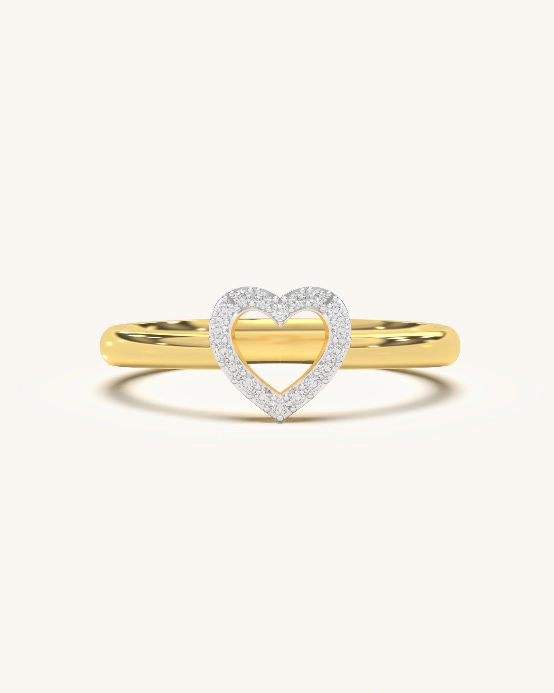 Sparkling Open Heart Ring with Moissanite Diamonds in 18K Gold Vermeil